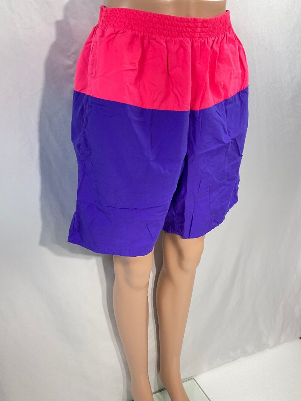 Surf Bust'r Sz Med Vintage 100% Nylon Swim Trunks Pink & Purple 80s 90s Y2K
